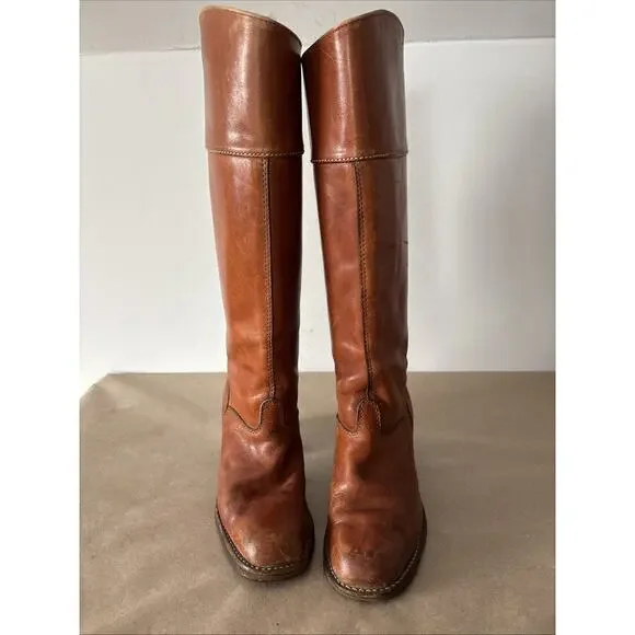 Vtg 1970s Bort Carleton Leather Campus Boots Whiskey Tan Sz 7.5 Made In USA